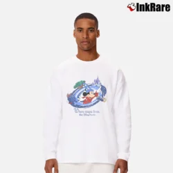 Men’s Disney World Mickey Mouse There Magic Lives Long-Sleeve Shirt in white | Sleek, Lightweight, Year-Round Wear