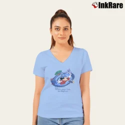 Women’s Disney World Mickey Mouse There Magic Lives V-Neck Tee in light blue | Chic Neckline, Soft Texture