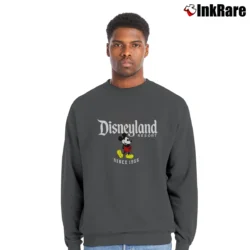 Men’s Disneyland Resort Mickey Mouse Crewneck Sweatshirt in charcoal | Cozy Fabric, Clean Style