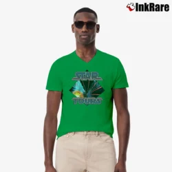 Men’s Disneyland Star Tours Star Wars V-Neck Tee in irish green | Sharp, Breathable, Everyday Staple