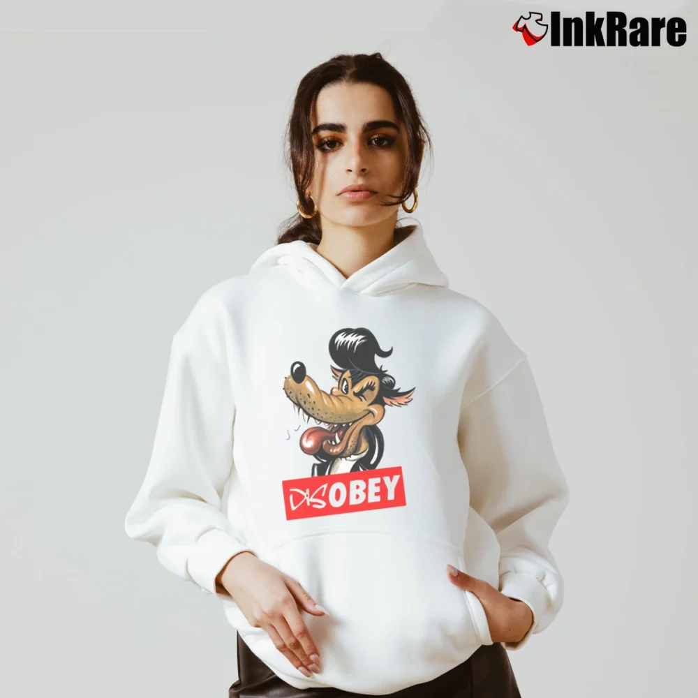 Women’s Disobey Rockabilly Big Bad Wolf Cozy Hoodie in white | Warm, Structured, Stylish