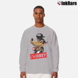 Men’s Disobey Rockabilly Big Bad Wolf Long-Sleeve Shirt in sport grey | Sleek, Lightweight, Year-Round Wear