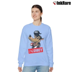 Women’s Disobey Rockabilly Big Bad Wolf Relaxed Sweatshirt in light blue | Soft, Laid-Back Vibe