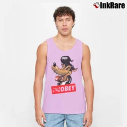 Men’s Disobey Rockabilly Big Bad Wolf Tank Top in light pink | Breathable, Active-Friendly Design