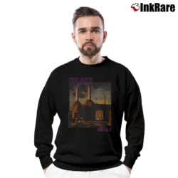 Men’s Distressed Pink Floyd Animals Crewneck Sweatshirt in black | Cozy Fabric, Clean Style