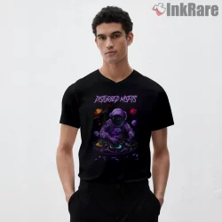 Disturbed Misfits Space Dj Fan Art Shirt on black v-neck shirt for men graphic tee