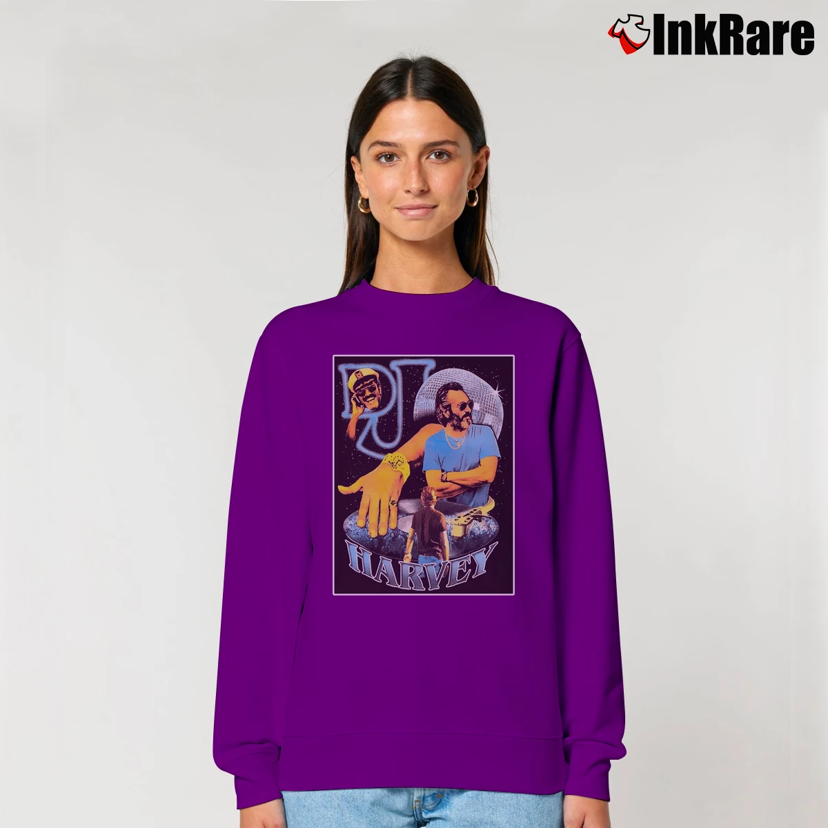 Dj Harvey Black 70s Disco Hippie Souvenir Women’s Relaxed Sweatshirt in purple – Cozy Casual Women’s Dj Harvey Black 70s Disco Hippie Souvenir Relaxed Sweatshirt in purple | Soft, Laid-Back Vibe