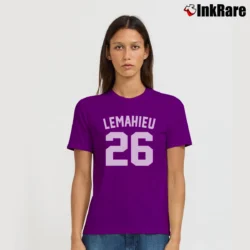 Women’s DJ LeMahieu Yankees Baseball Signature T-Shirt in purple | Soft, Flattering Fit