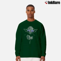 Men’s DJ Master Yoda Star Wars Inspired Graphic Long-Sleeve Shirt in forest green | Sleek, Lightweight, Year-Round Wear