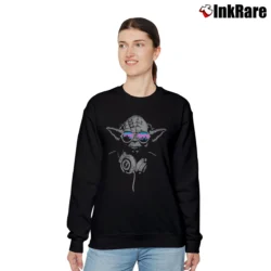 Women’s DJ Master Yoda Star Wars Inspired Graphic Relaxed Sweatshirt in black | Soft, Laid-Back Vibe