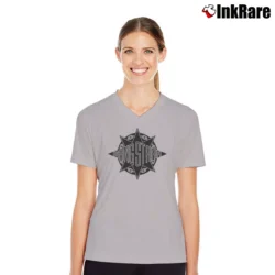 Women’s Dj Premier Gangstarr Funny Graphic V-Neck Tee in sport grey | Chic Neckline, Soft Texture