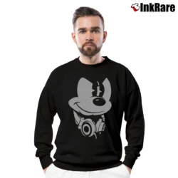Men’s Dj Sly Mickey Mouse Crewneck Sweatshirt in black | Cozy Fabric, Clean Style