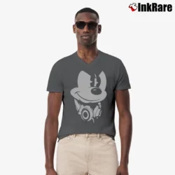 Men’s Dj Sly Mickey Mouse V-Neck Tee in charcoal | Sharp, Breathable, Everyday Staple