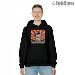 Dj Snoopy Music Turntable Graphic Shirt on black hoodie for women graphic tee