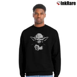 Men’s DJ Yoda Jedi Master Star Wars Movie Inspired Crewneck Sweatshirt in black | Cozy Fabric, Clean Style