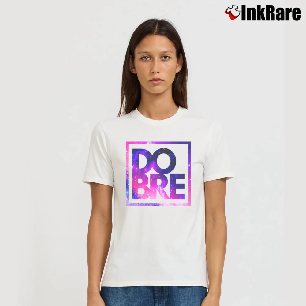 Women’s Dobre Brothers Galaxy Logo Signature T-Shirt in white | Soft, Flattering Fit