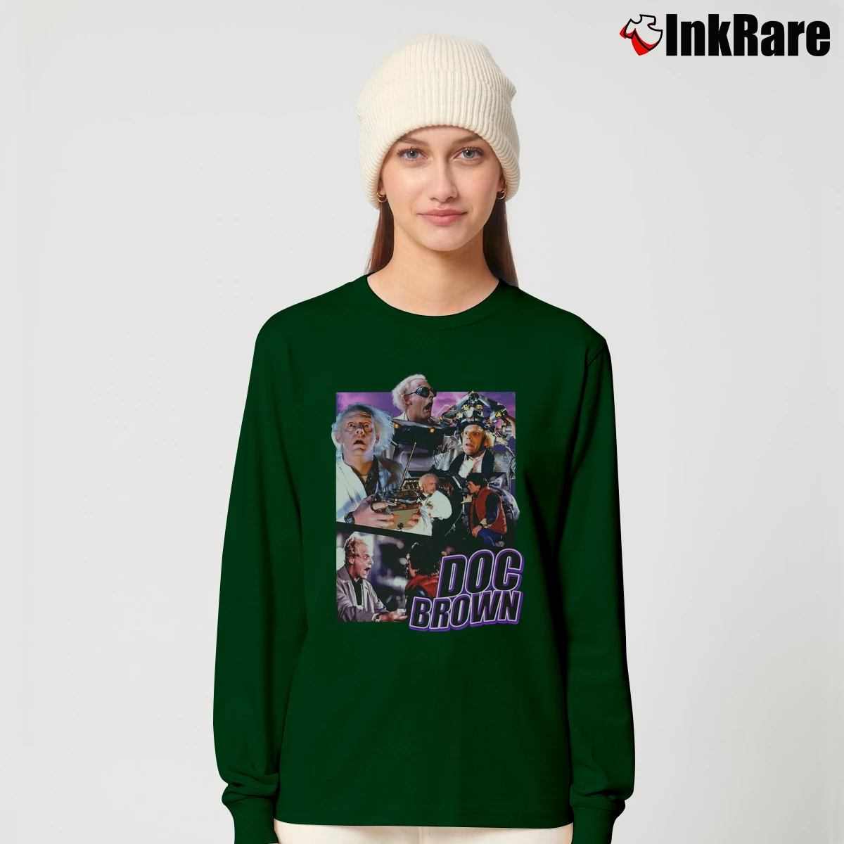 Women’s Doc Brown Back To The Future Long-Sleeve Top in forest green | Sleek, Versatile, All-Season