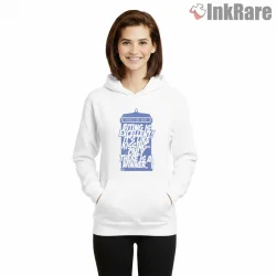 Doctor Who Biting Is Excellent Bold Typography Shirt on white hoodie for women graphic tee