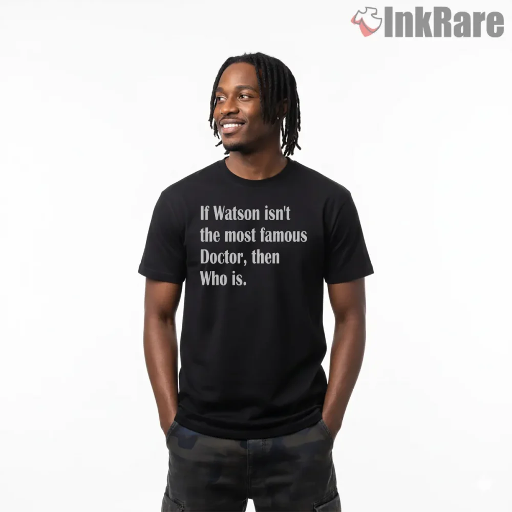 Doctor Who Sherlock Holmes Quote Typography Mashup Shirt on black short sleeve shirt for men graphic tee