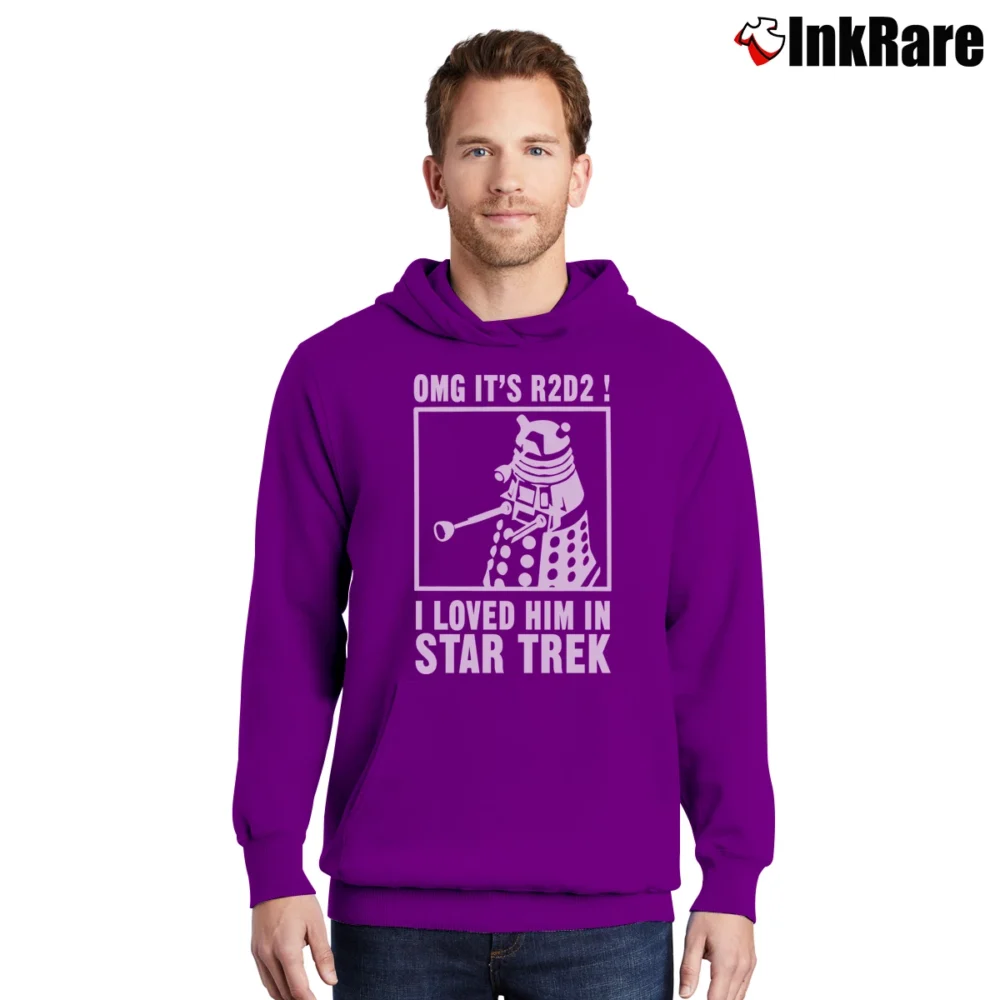 Men’s Doctor Who Star Wars Star Trek R2D2 Funny Mashup Pullover Hoodie in purple | Cozy, Durable, Modern Fit