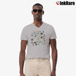 Men’s Doit Voir Hilarious Cat Shoebox Hallmark V-Neck Tee in sport grey | Sharp, Breathable, Everyday Staple