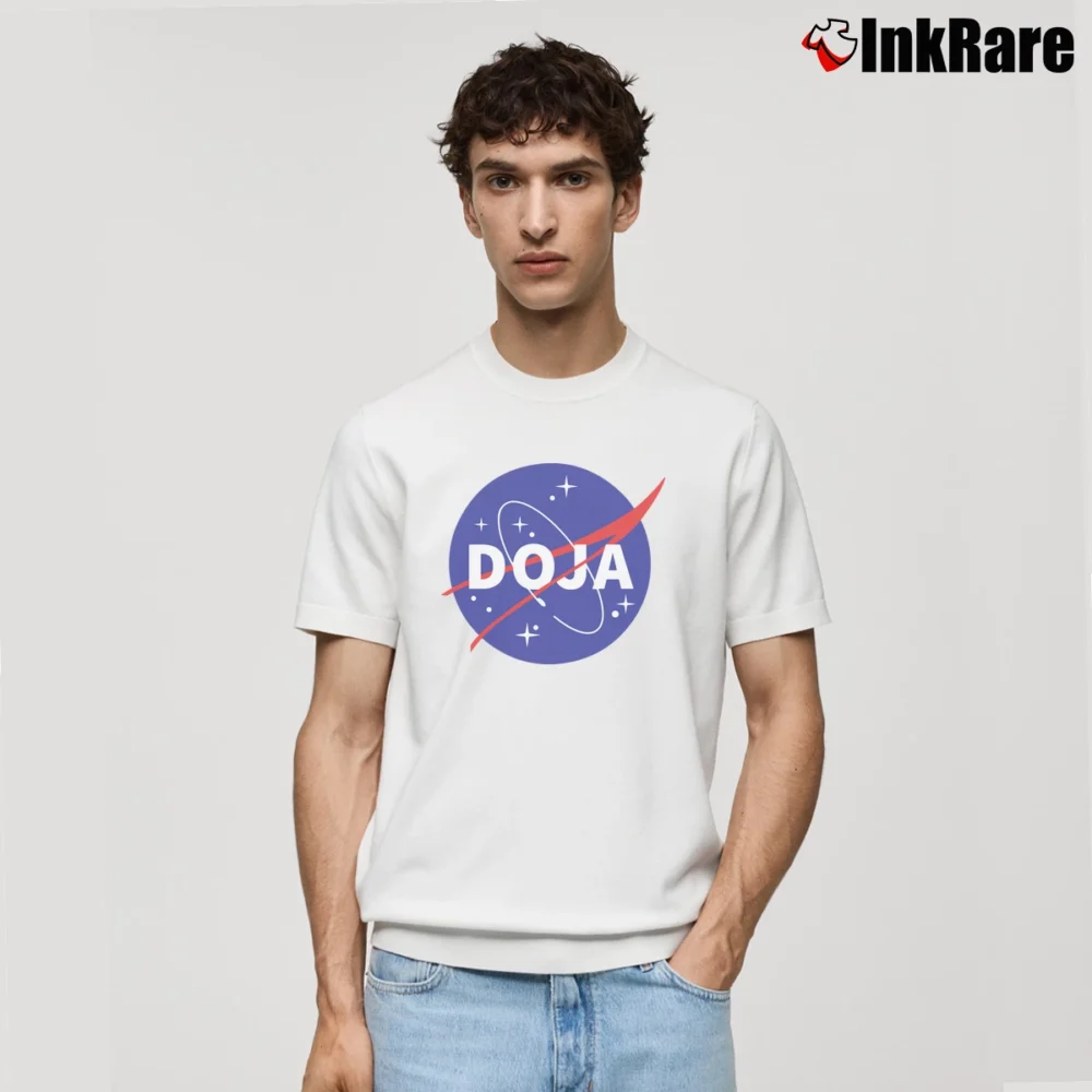 Men’s Doja Cat NASA Logo Rapper Merch Gift For Fan Classic T-Shirt in white | Soft, Breathable Everyday Wear