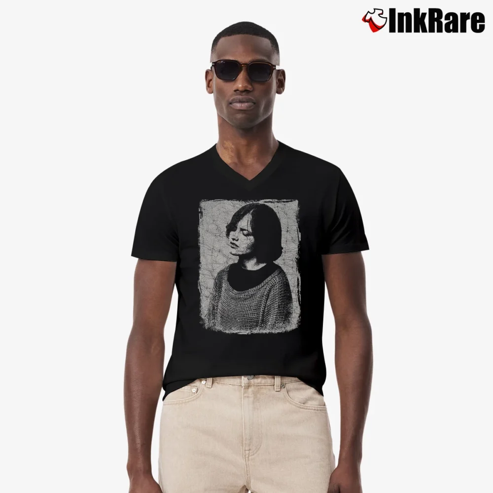 Men’s Dolores Oriordan V-Neck Tee in black | Sharp, Breathable, Everyday Staple