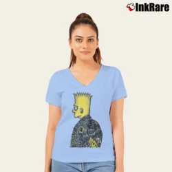 Women’s Domrebel Bart Simpson V-Neck Tee in light blue | Chic Neckline, Soft Texture