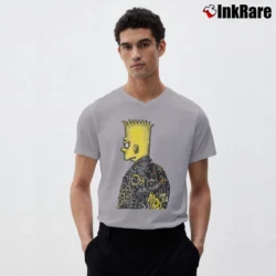 Men’s Domrebel Bart Simpson V-Neck Tee in sport grey | Sharp, Breathable, Everyday Staple