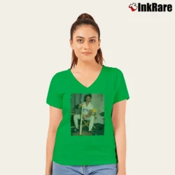 Women’s Don Mattingly New York Yankees for Baseball Fans V-Neck Tee in irish green | Chic Neckline, Soft Texture
