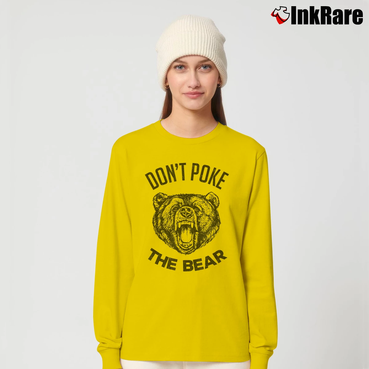 Women’s Don't Poke The Bear Long-Sleeve Top in yellow | Sleek, Versatile, All-Season