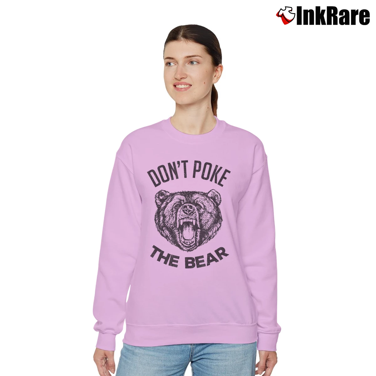 Women’s Don't Poke The Bear Relaxed Sweatshirt in light pink | Soft, Laid-Back Vibe