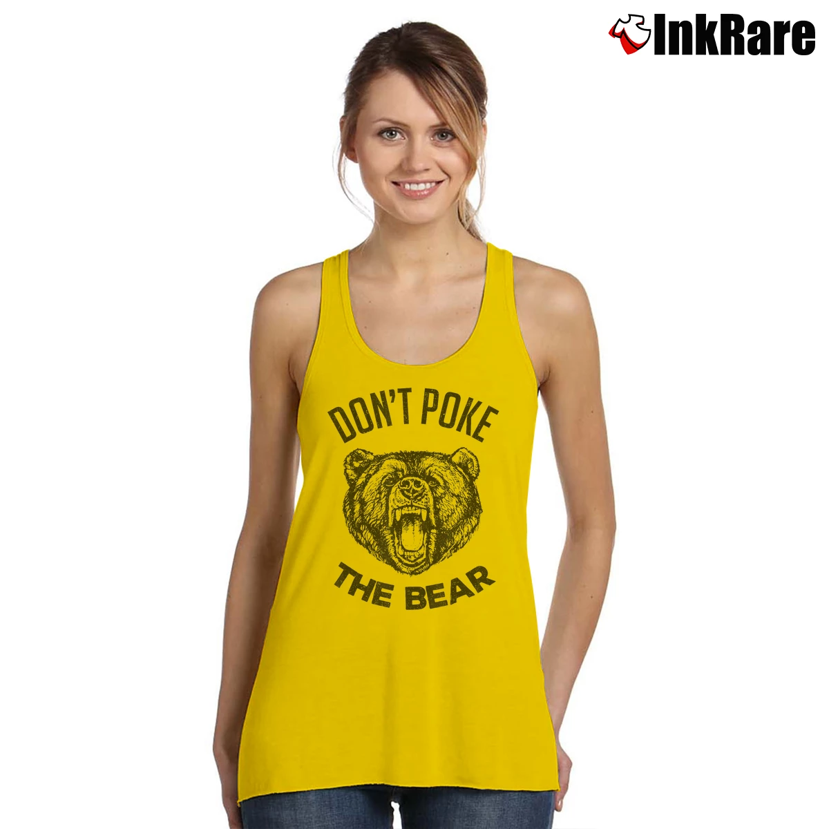 Women’s Don't Poke The Bear Tank Top in yellow | Lightweight, Movement-Friendly