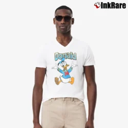Men’s Donald Duck Cartoon Disney V-Neck Tee in white | Sharp, Breathable, Everyday Staple