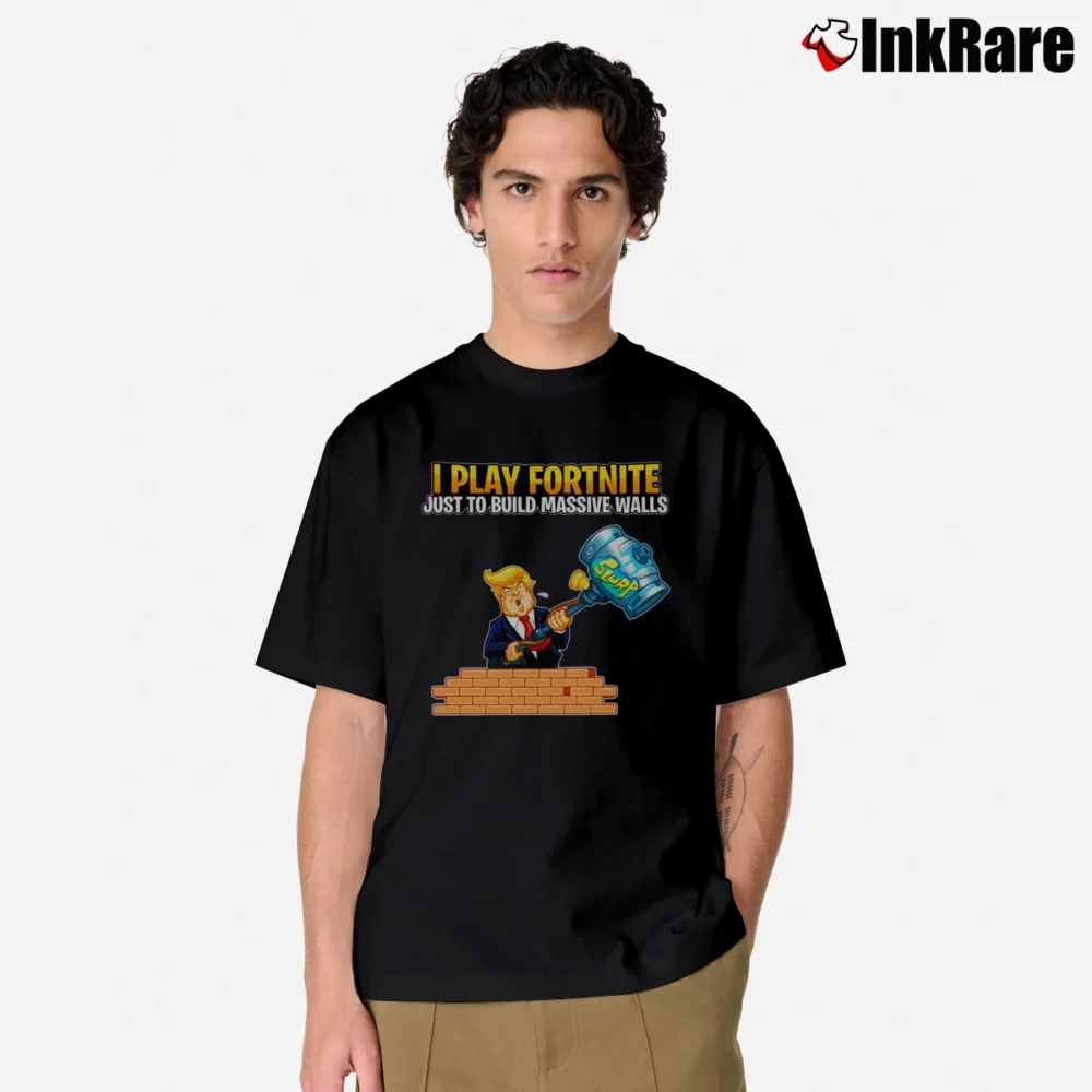 Men’s Donald Trump Fortnite Build Wall Parody Classic T-Shirt in black | Soft, Breathable Everyday Wear