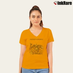 Women’s Donvan Torches Foster The People V-Neck Tee in orange | Chic Neckline, Soft Texture