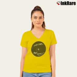 Women’s Doobie Brothers Logo Tour Band V-Neck Tee in yellow | Chic Neckline, Soft Texture