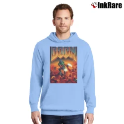 Men’s Doom Classic Box Art Gaming Tank Pullover Hoodie in light blue | Cozy, Durable, Modern Fit