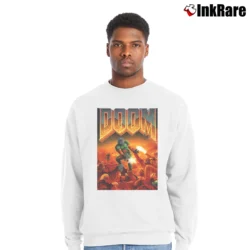 Men’s Doom Classic Box Art Gaming Tank Crewneck Sweatshirt in white | Cozy Fabric, Clean Style