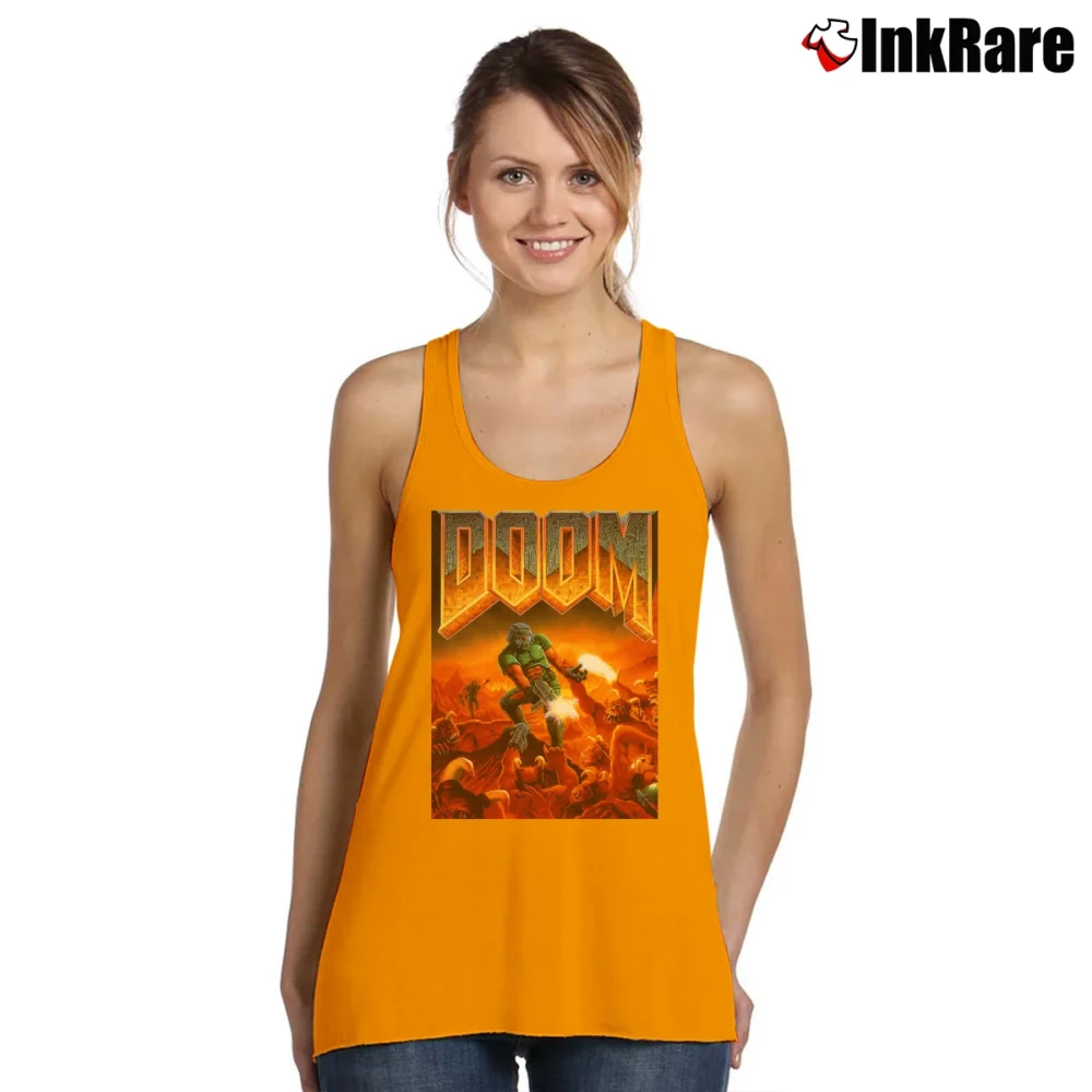 Women’s Doom Classic Box Art Gaming Tank Tank Top in orange | Lightweight, Movement-Friendly