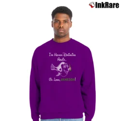 Men’s Dory Fish Jameson Drinking Graphic Crewneck Sweatshirt in purple | Cozy Fabric, Clean Style