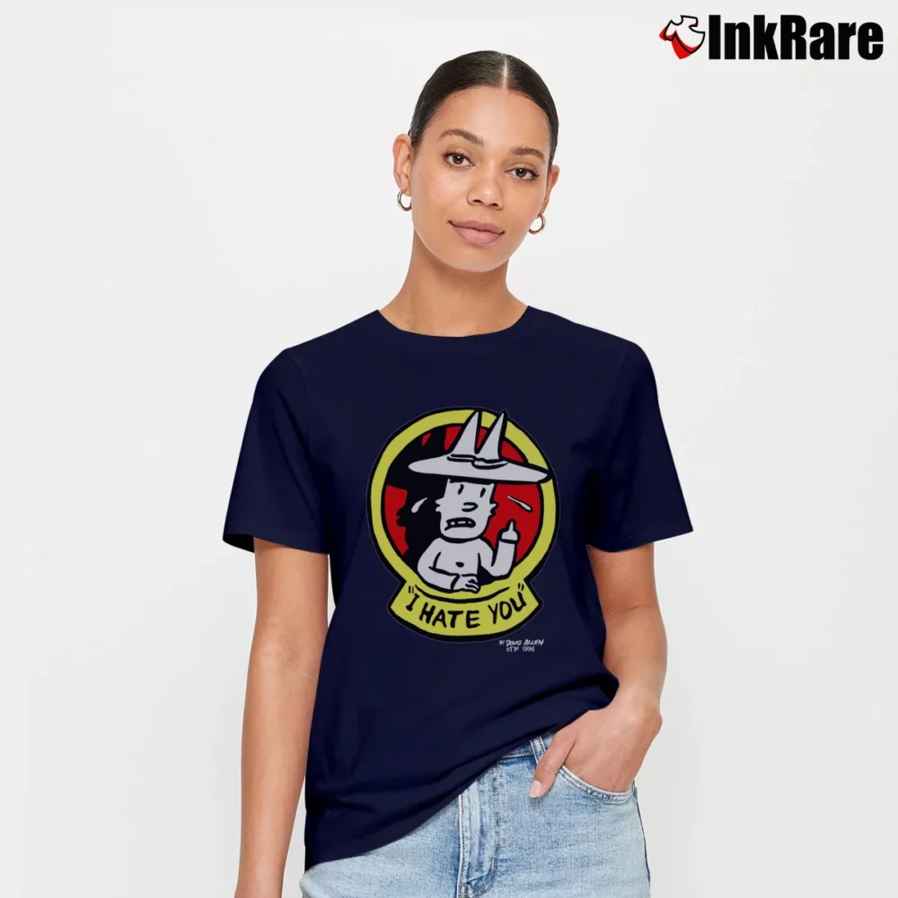Women’s Doug Allen Steven Cartoon Pop Art Punk Rock South Park Spongebob Squarepants Ren Stimpy Signature T-Shirt in navy | Soft, Flattering Fit