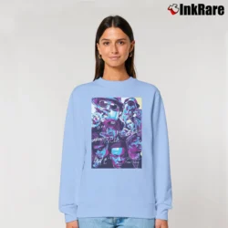Women’s Dr Dre And Legendary Rappers Retro Style Relaxed Sweatshirt in light blue | Soft, Laid-Back Vibe