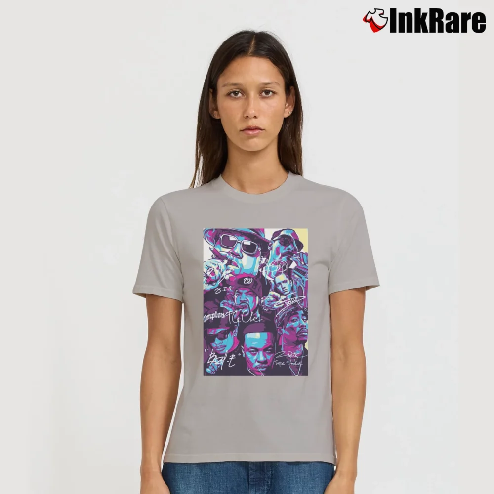Women’s Dr Dre And Legendary Rappers Retro Style Signature T-Shirt in sport grey | Soft, Flattering Fit