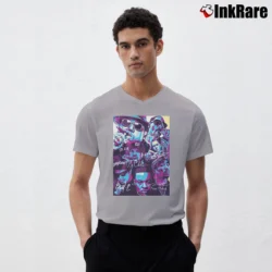 Men’s Dr Dre And Legendary Rappers Retro Style V-Neck Tee in sport grey | Sharp, Breathable, Everyday Staple