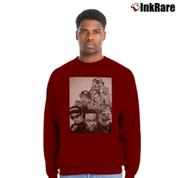 Men’s Dr Dre And Rappers Crewneck Sweatshirt in maroon | Cozy Fabric, Clean Style