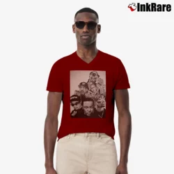 Men’s Dr Dre And Rappers V-Neck Tee in maroon | Sharp, Breathable, Everyday Staple