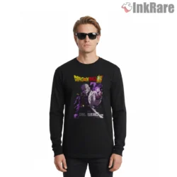 Dr Gero Purple Energy Villain Strike Shirt on black long sleeve shirt for men graphic tee