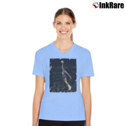 Women’s dr j julius erving for Retro Basketball Fans V-Neck Tee in light blue | Chic Neckline, Soft Texture