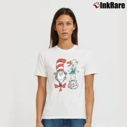 Women’s Dr Seuss Books Sally And The Cat In The Hat Signature T-Shirt in white | Soft, Flattering Fit